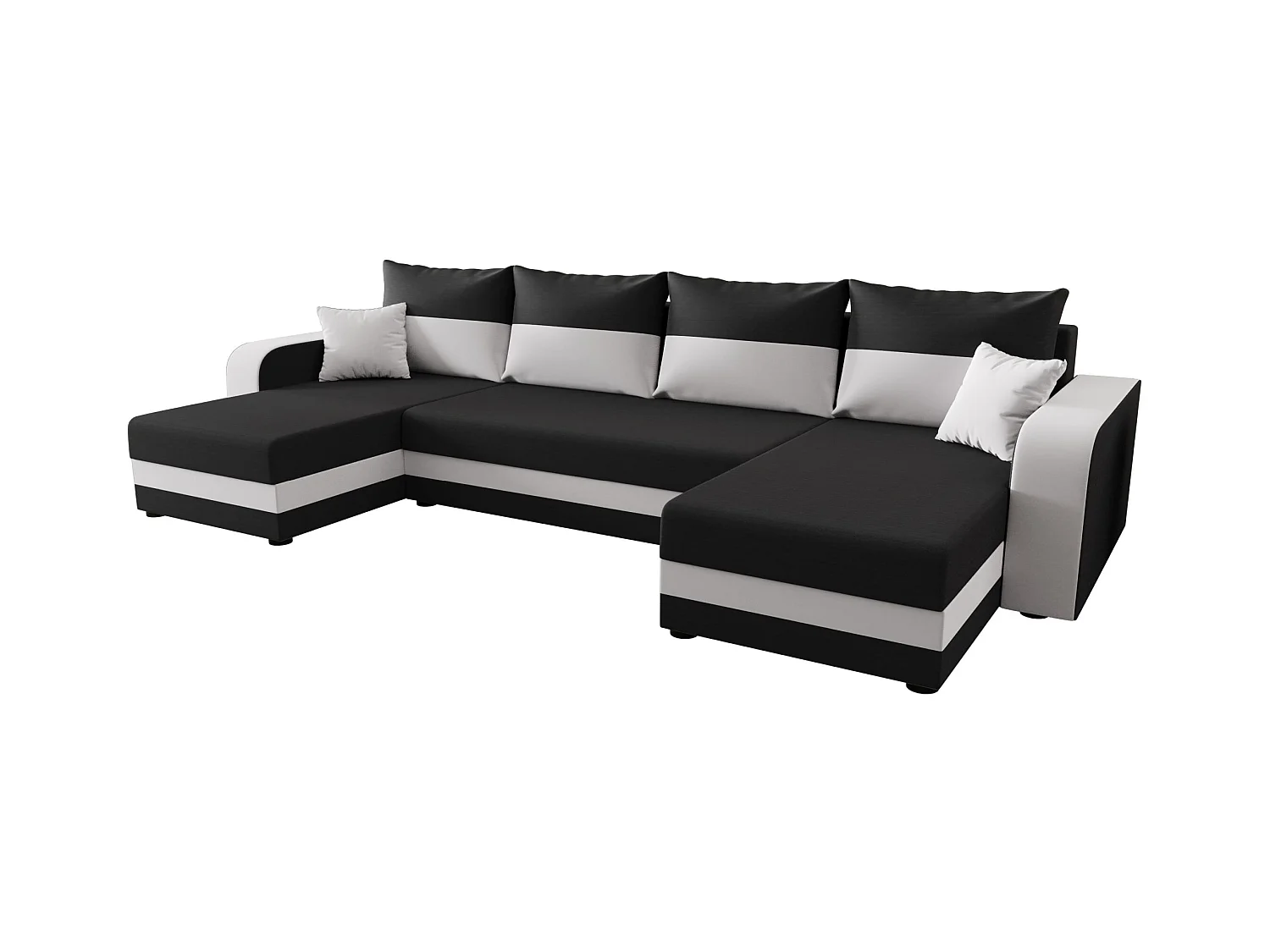 BEDANTE canapé panoramique HEWLET U BIS Rainbow 27+31 gris/Weiß avec fonction de couchage canapé en U avec espace de rangement coffre