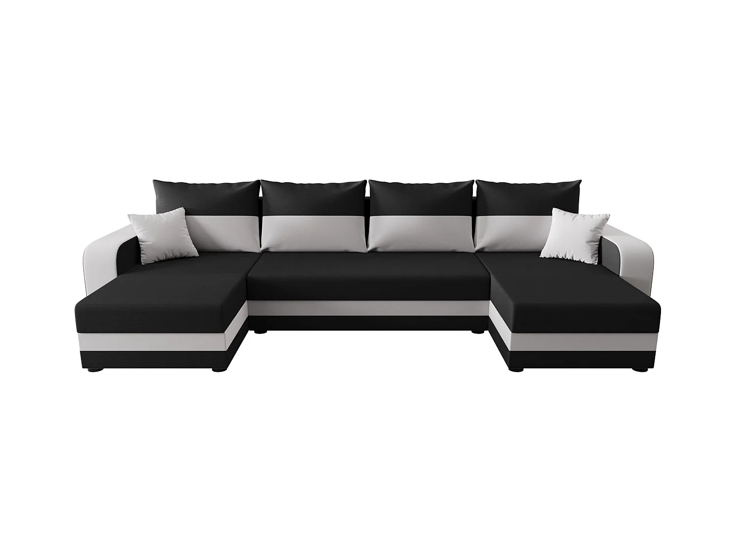 BEDANTE canapé panoramique HEWLET U BIS Rainbow 27+31 gris/Weiß avec fonction de couchage canapé en U avec espace de rangement coffre