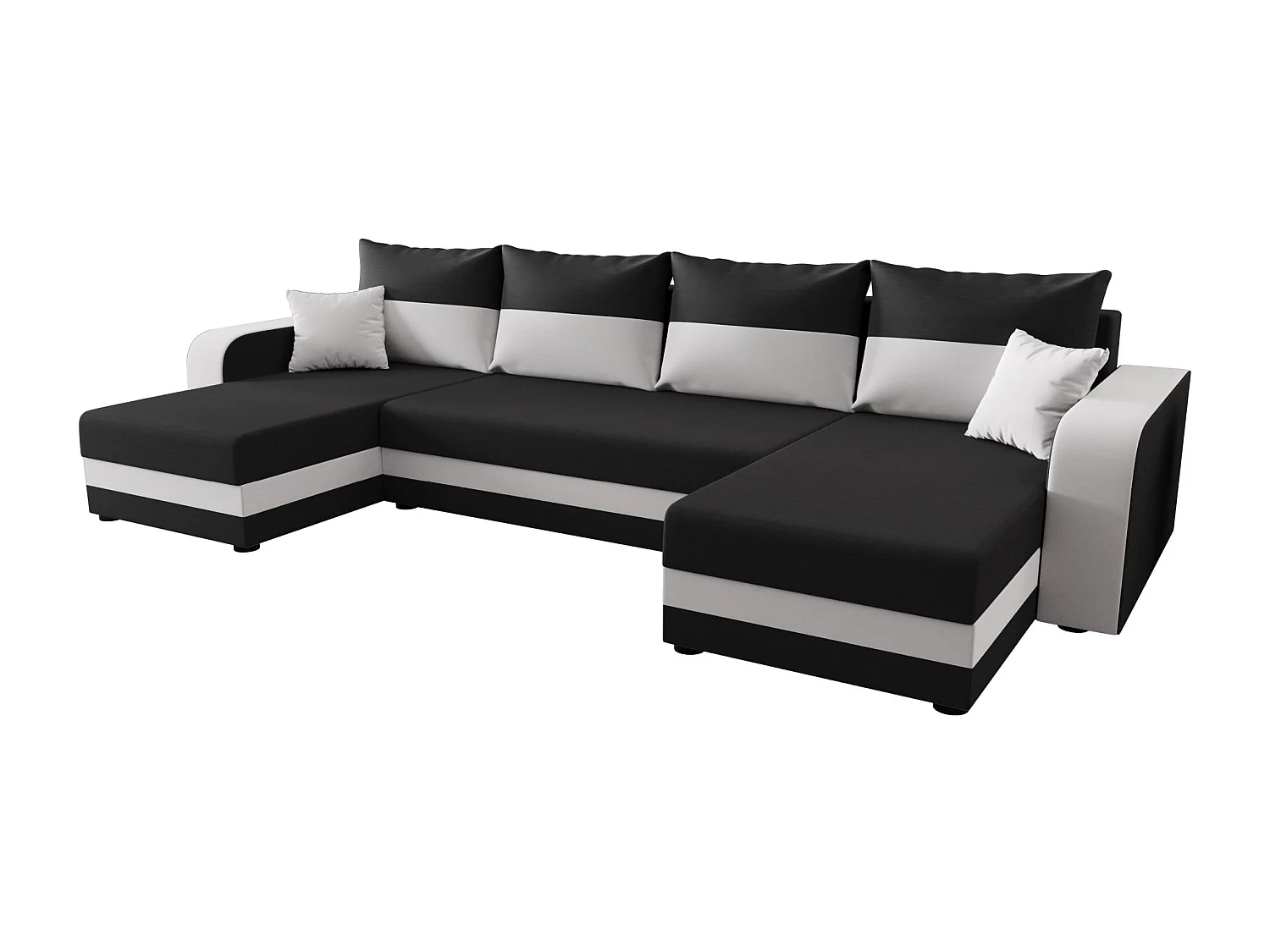 BEDANTE canapé panoramique HEWLET U BIS Rainbow 27+31 gris/Weiß avec fonction de couchage canapé en U avec espace de rangement coffre