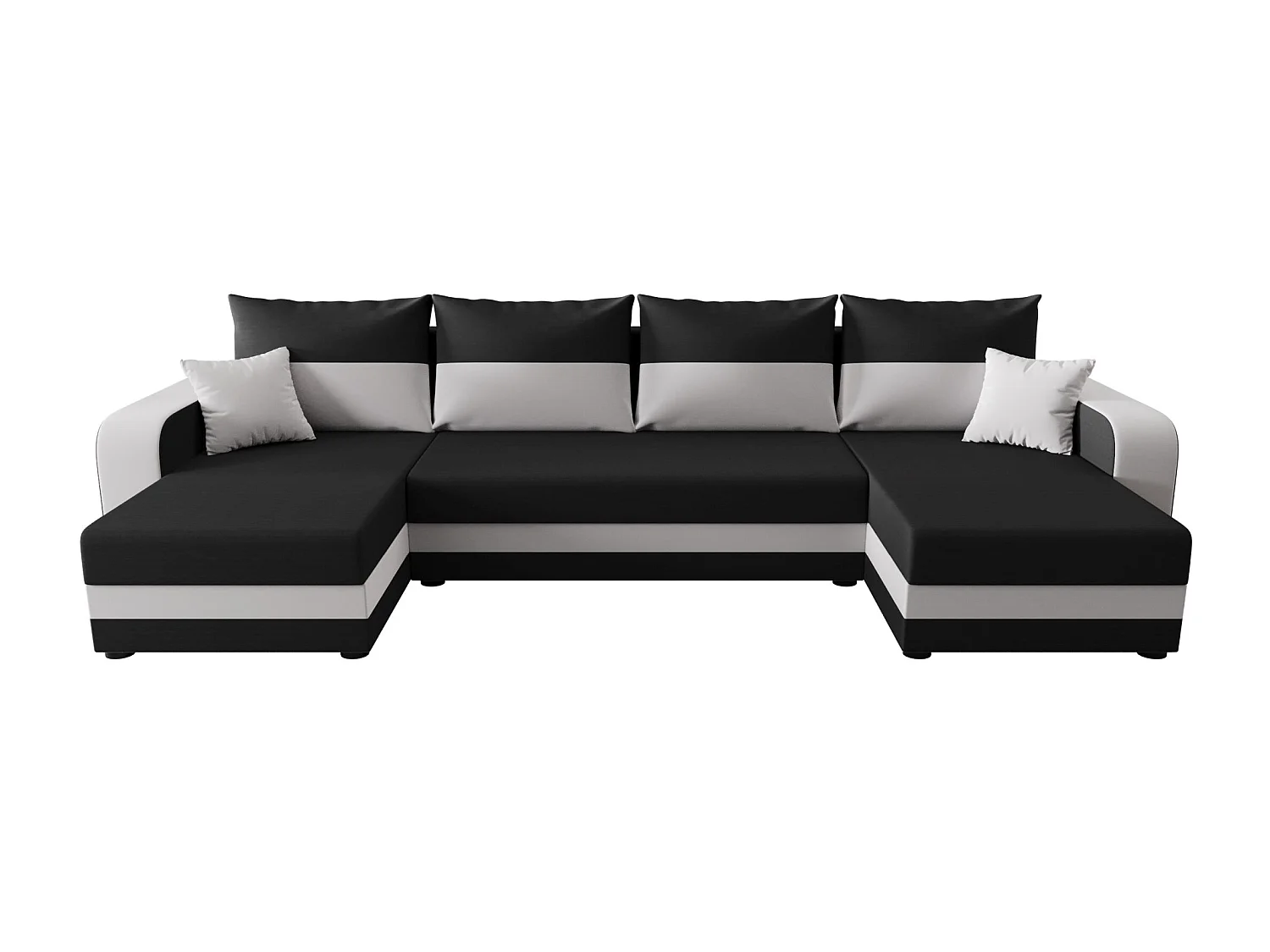 BEDANTE canapé panoramique HEWLET U BIS Rainbow 27+31 gris/Weiß avec fonction de couchage canapé en U avec espace de rangement coffre