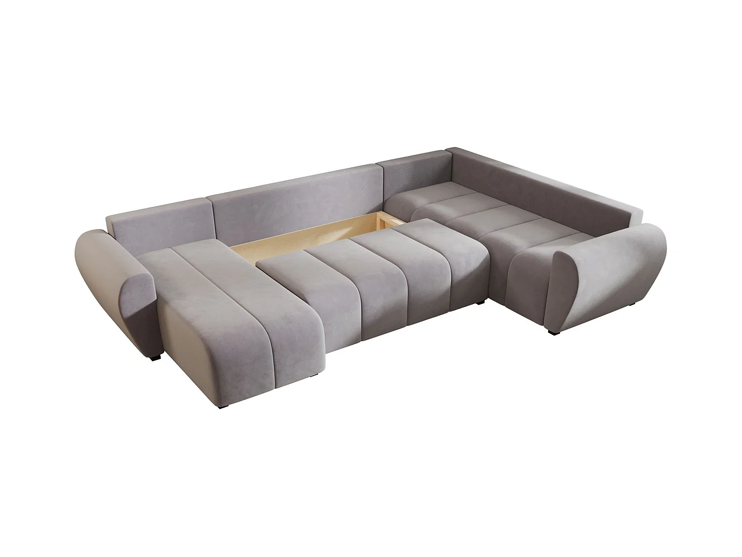 BEDANTE canapé panoramique MOLISA U PLUS Itaka 50 droit gris avec fonction de couchage canapé en forme de U