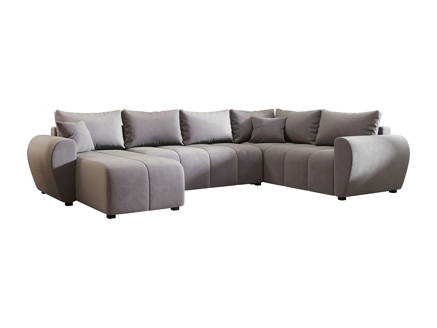 BEDANTE canapé panoramique MOLISA U PLUS Itaka 50 droit gris avec fonction de couchage canapé en forme de U