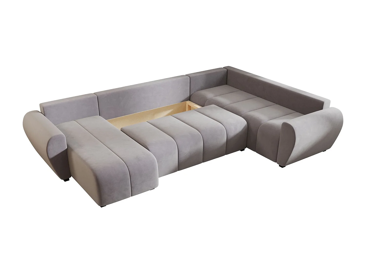 BEDANTE canapé panoramique MOLISA U PLUS Itaka 50 droit gris avec fonction de couchage canapé en forme de U