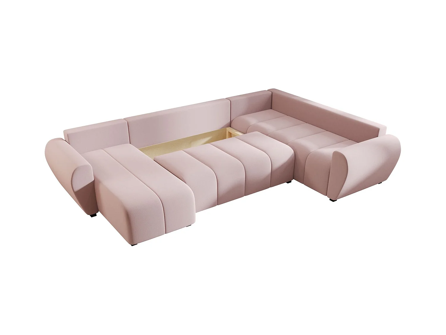 BEDANTE canapé panoramique MOLISA U PLUS Cosmic 14 droit Rosa avec fonction de couchage canapé en forme de U