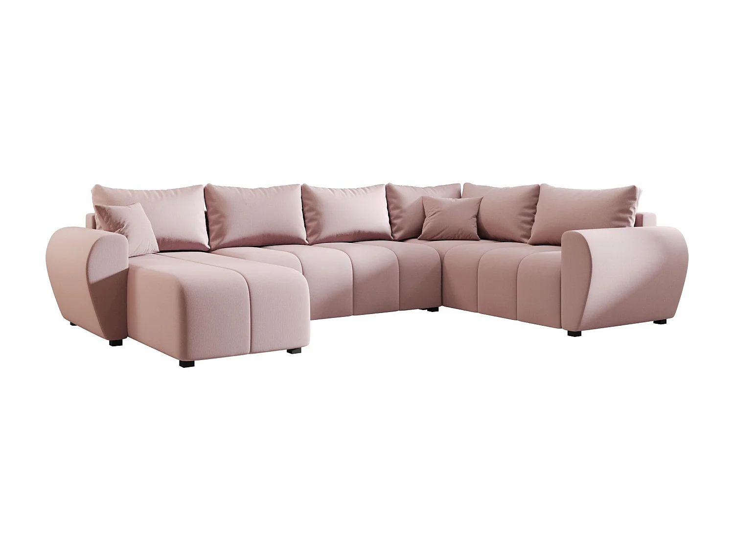 BEDANTE canapé panoramique MOLISA U PLUS Cosmic 14 droit Rosa avec fonction de couchage canapé en forme de U