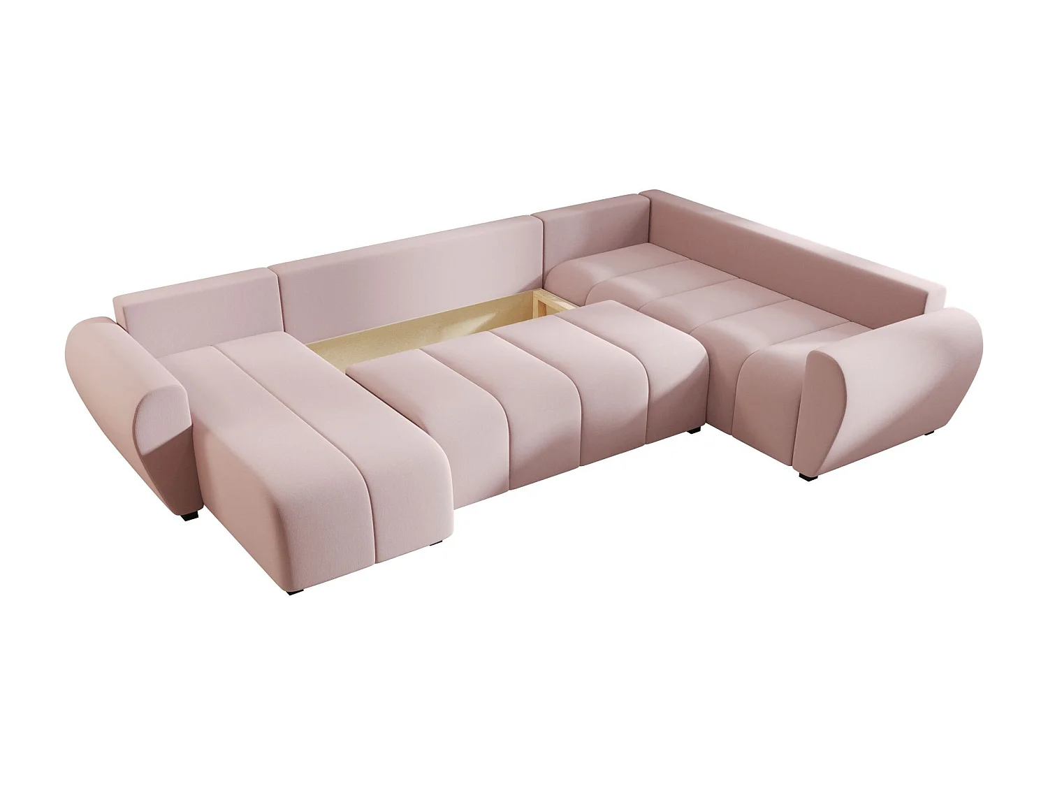 BEDANTE canapé panoramique MOLISA U PLUS Cosmic 14 droit Rosa avec fonction de couchage canapé en forme de U