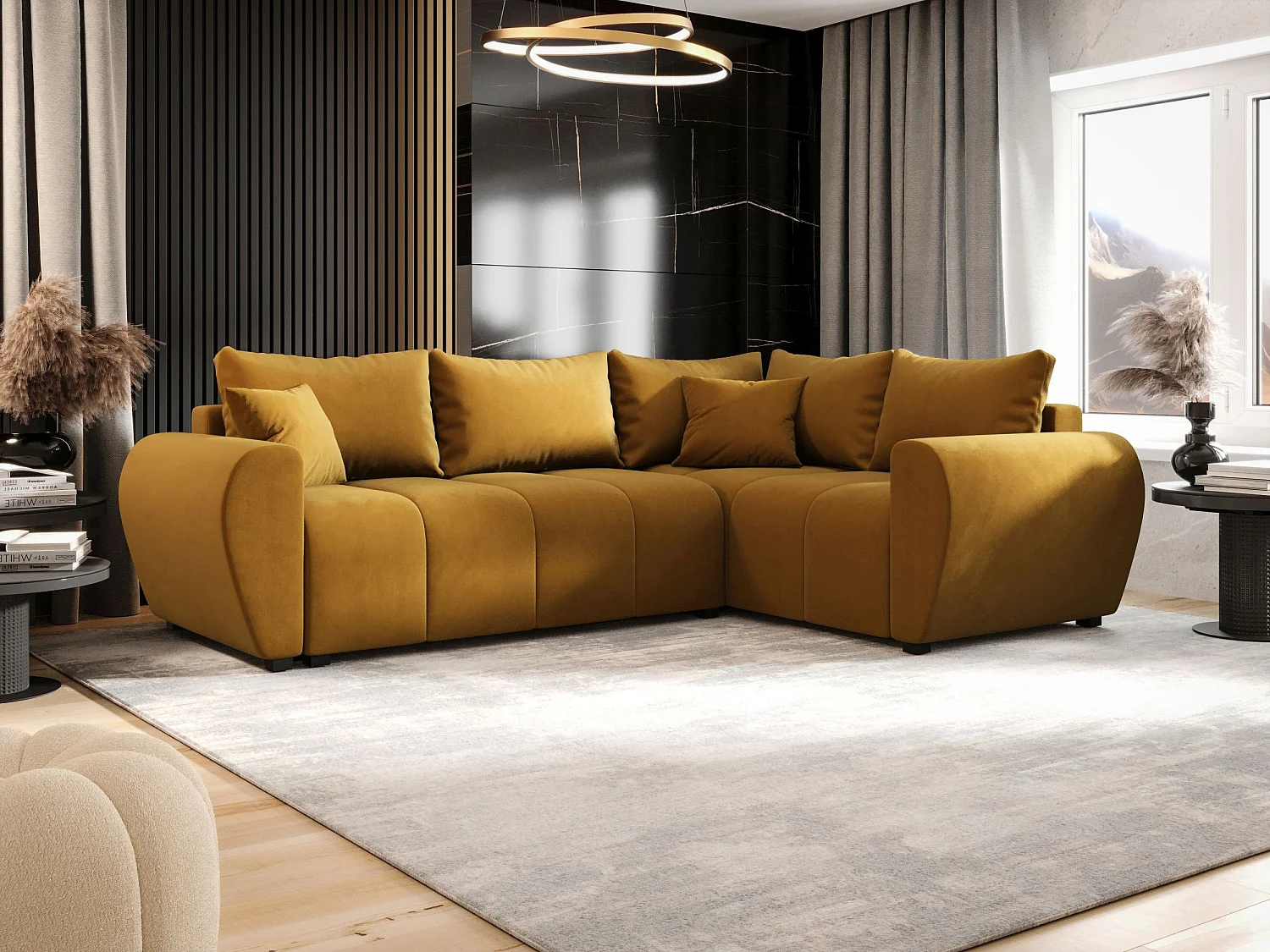 BEDANTE canapé d’angle MOLISA L PLUS Itaka 33 droit orange avec fonction de couchage canapé en forme de L