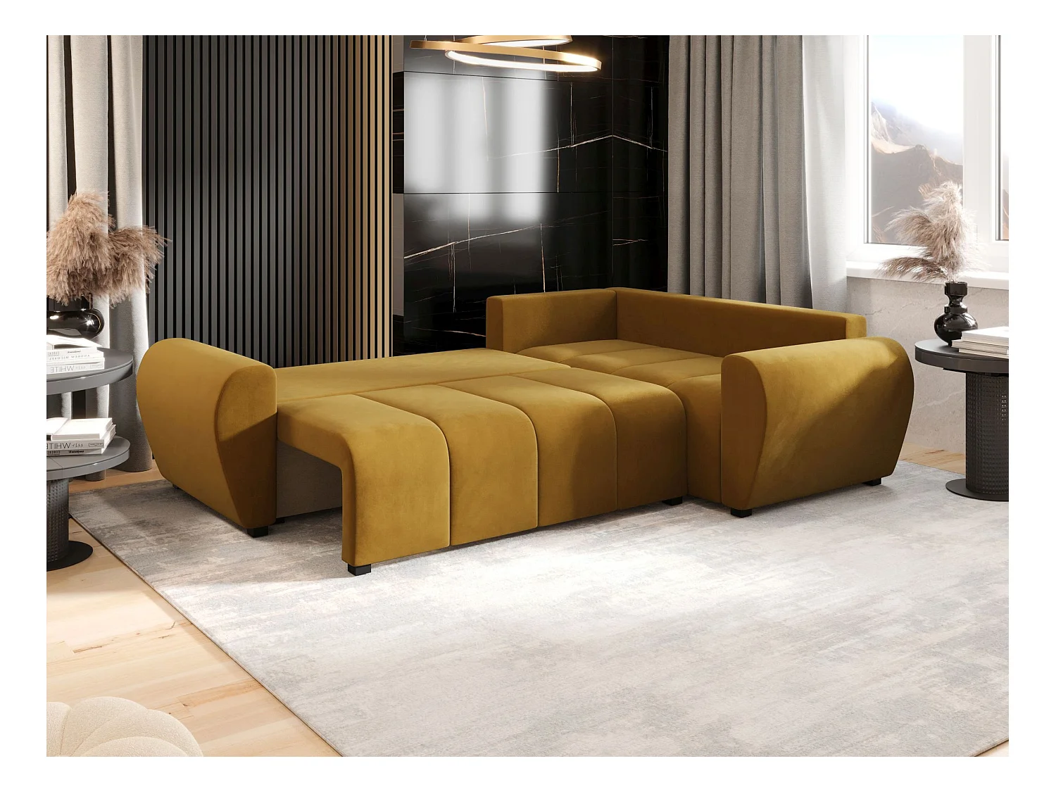 BEDANTE canapé d’angle MOLISA L PLUS Itaka 33 droit orange avec fonction de couchage canapé en forme de L