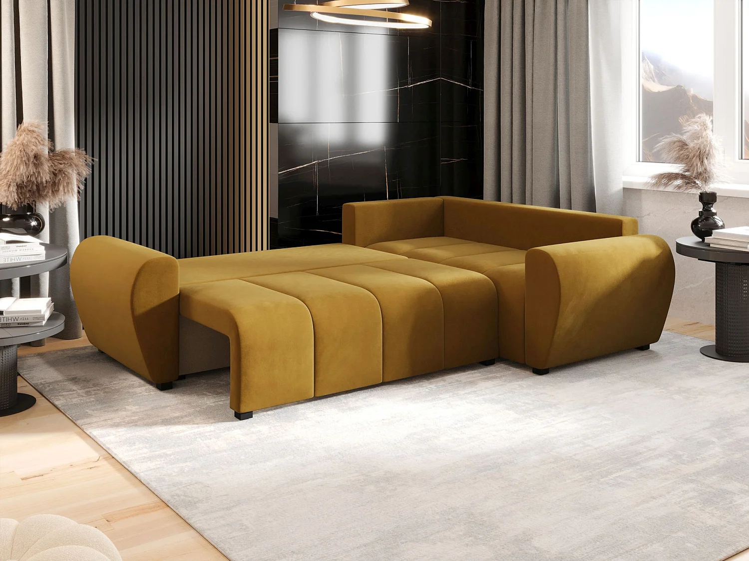 BEDANTE canapé d’angle MOLISA L PLUS Itaka 33 droit orange avec fonction de couchage canapé en forme de L