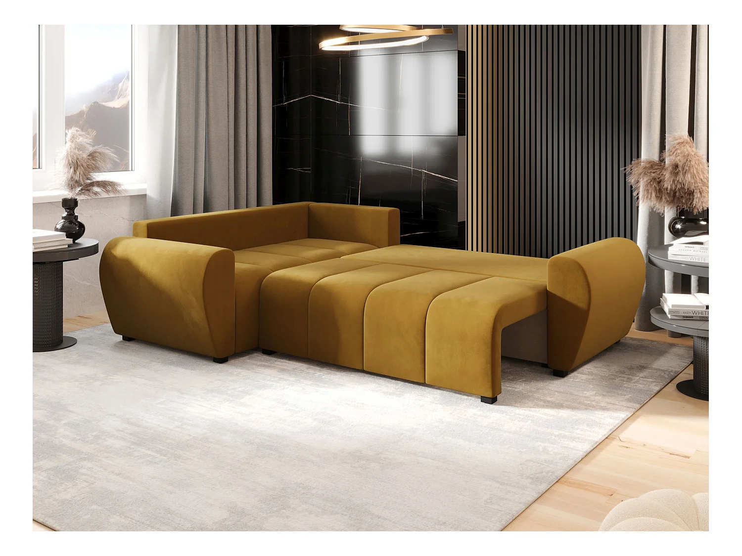 BEDANTE canapé d’angle MOLISA L PLUS Itaka 33 gauche orange avec fonction de couchage canapé en forme de L