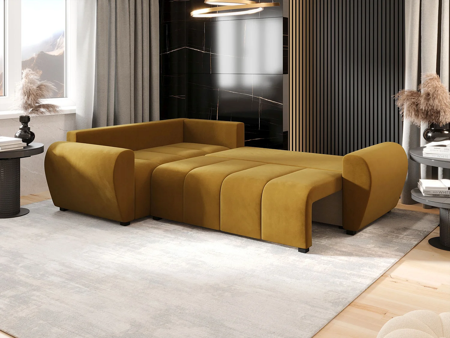 BEDANTE canapé d’angle MOLISA L PLUS Itaka 33 gauche orange avec fonction de couchage canapé en forme de L