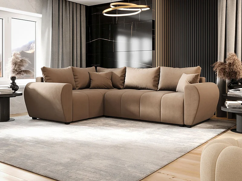 BEDANTE ECKSOFA MOLISA L PLUS Itaka 48 Links Braun mit Schlaffunktion L-Form Sofa mit Stauraum Bettkasten Wohnzimmersofa Couch Sofa Bettsofa Bettkasten Bettcouch