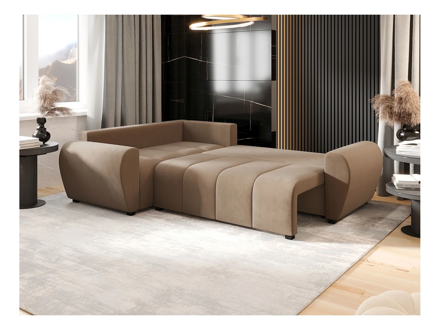 BEDANTE canapé d’angle MOLISA L PLUS Itaka 48 gauche marron avec fonction de couchage canapé en forme de L