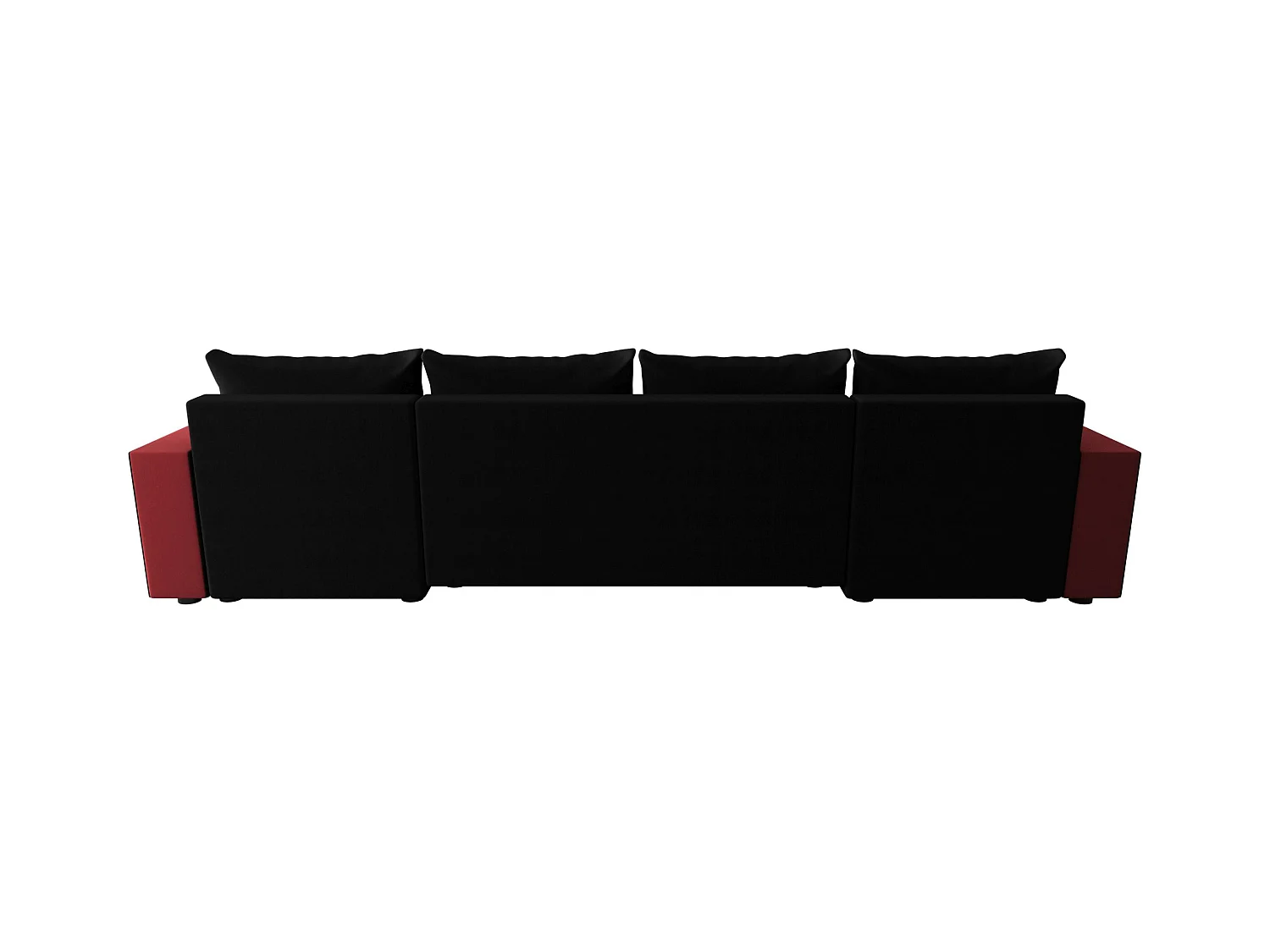BEDANTE WOHNLANDSCHAFT HEWLET U BIS Sawana 14+13 Schwarz/Rot mit Schlaffunktion U-Form Sofa mit Stauraum Bettkasten