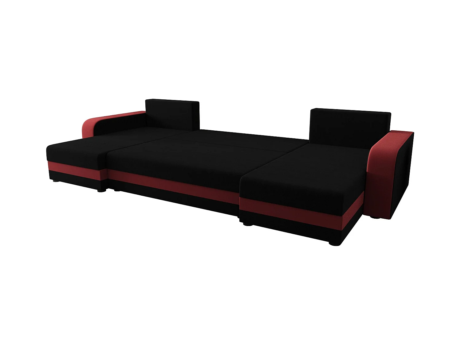 BEDANTE WOHNLANDSCHAFT HEWLET U BIS Sawana 14+13 Schwarz/Rot mit Schlaffunktion U-Form Sofa mit Stauraum Bettkasten
