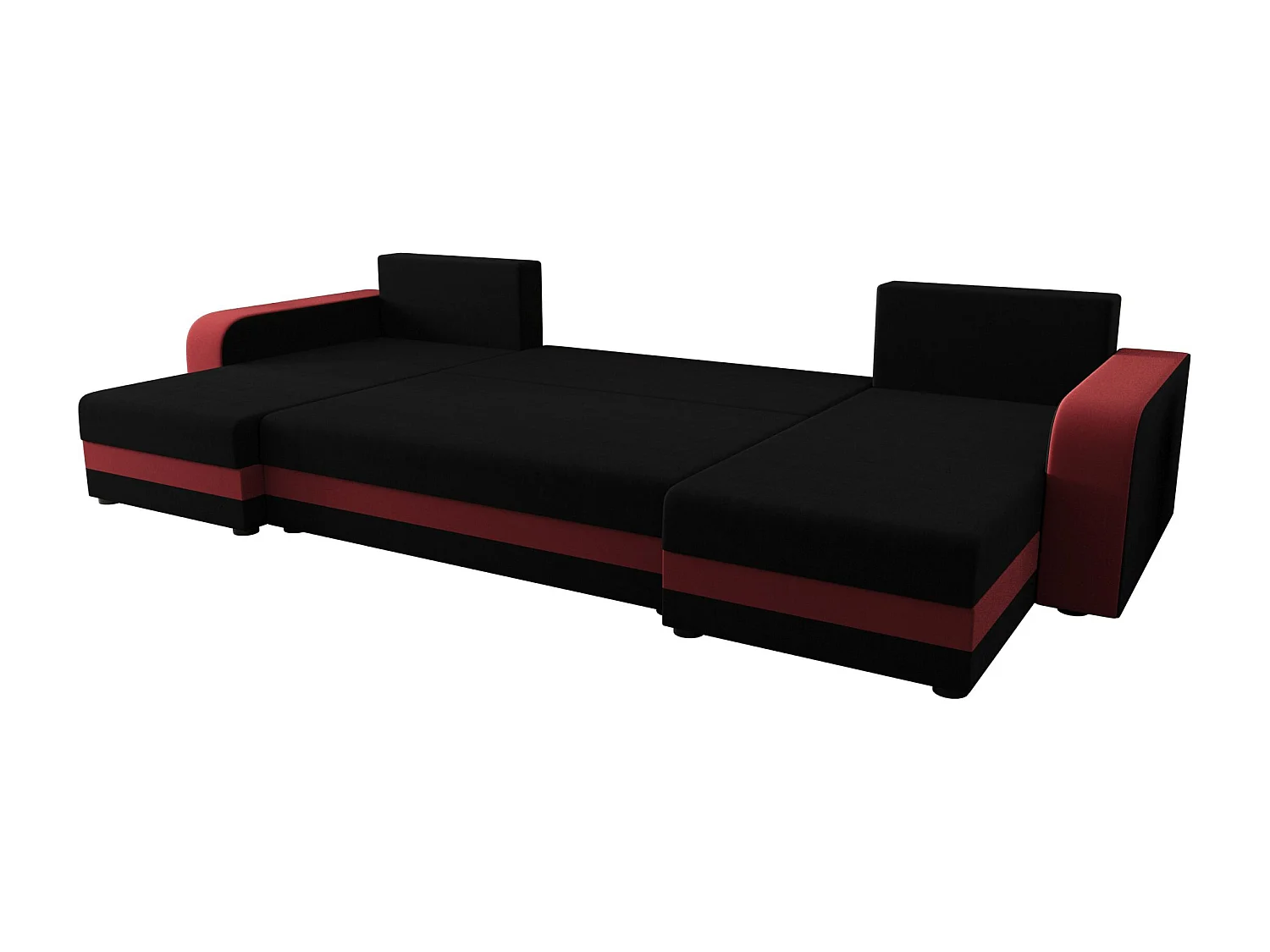 BEDANTE WOHNLANDSCHAFT HEWLET U BIS Sawana 14+13 Schwarz/Rot mit Schlaffunktion U-Form Sofa mit Stauraum Bettkasten