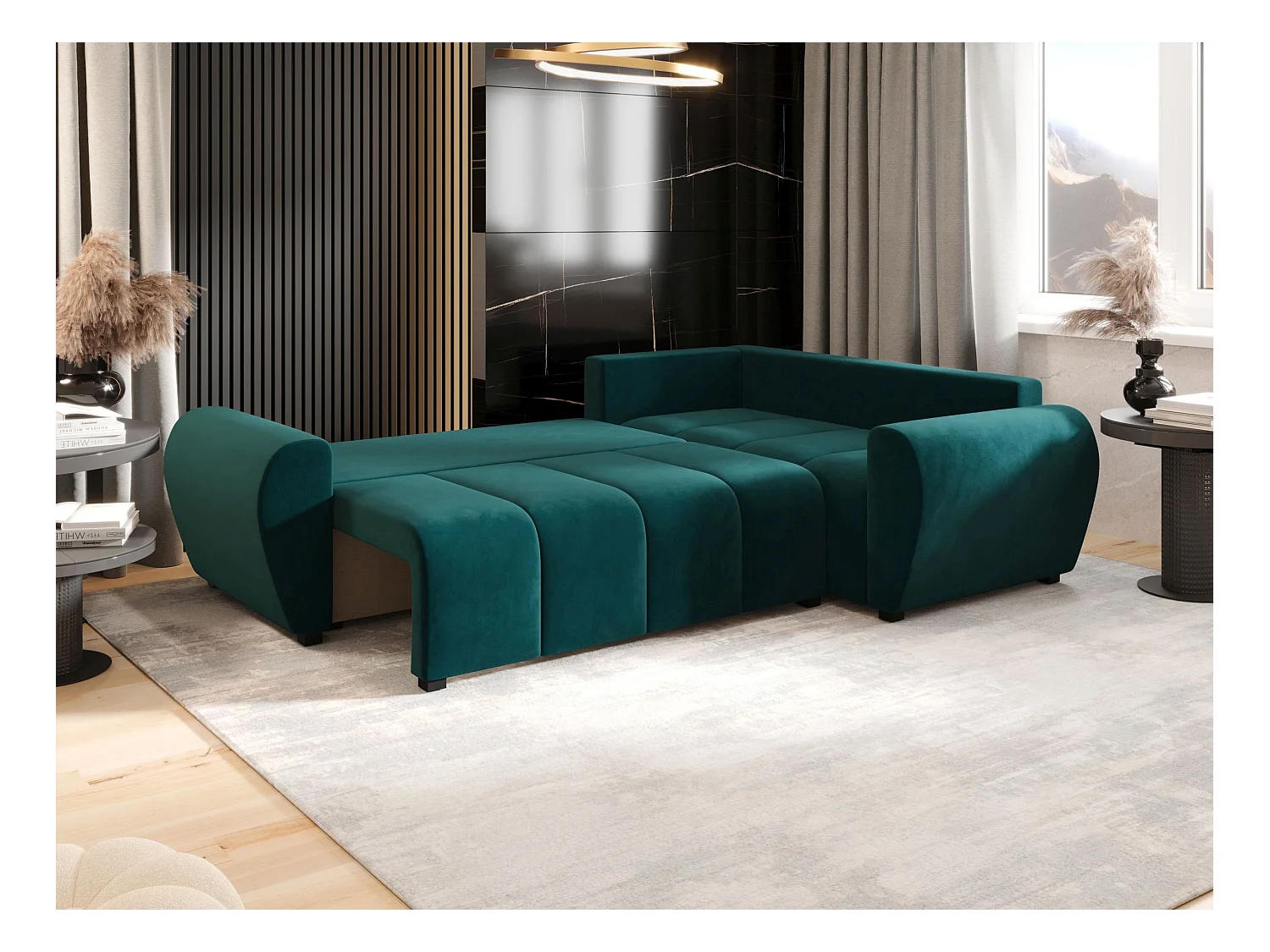 BEDANTE canapé d’angle MOLISA L PLUS Itaka 39 droit turquoise avec fonction de couchage canapé en forme de L