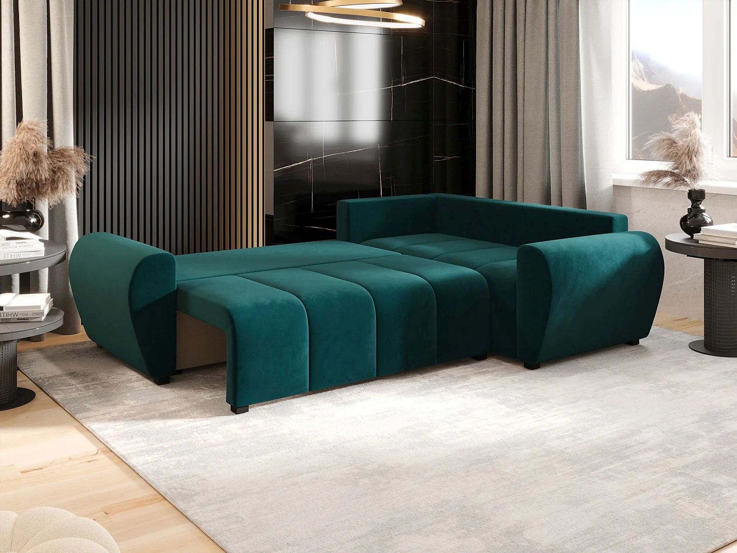 BEDANTE canapé d’angle MOLISA L PLUS Itaka 39 droit turquoise avec fonction de couchage canapé en forme de L