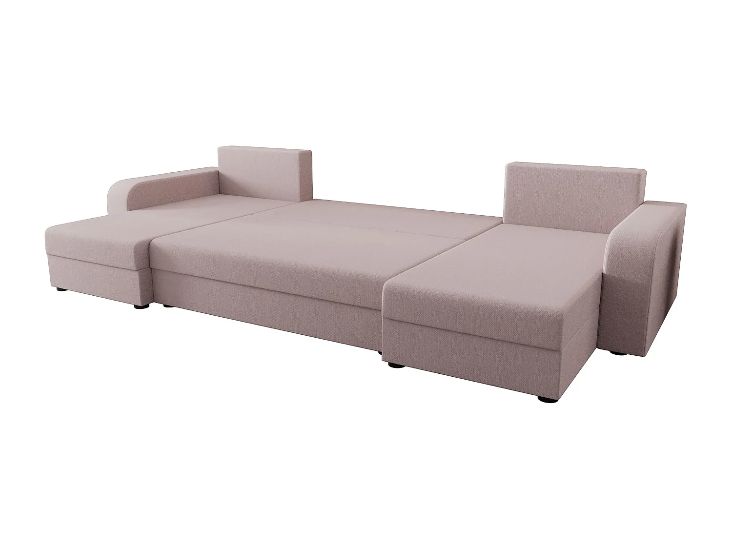 BEDANTE canapé panoramique HEWLET U BIS Cosmic 14 rose avec fonction de couchage canapé en U avec espace de rangement coffre