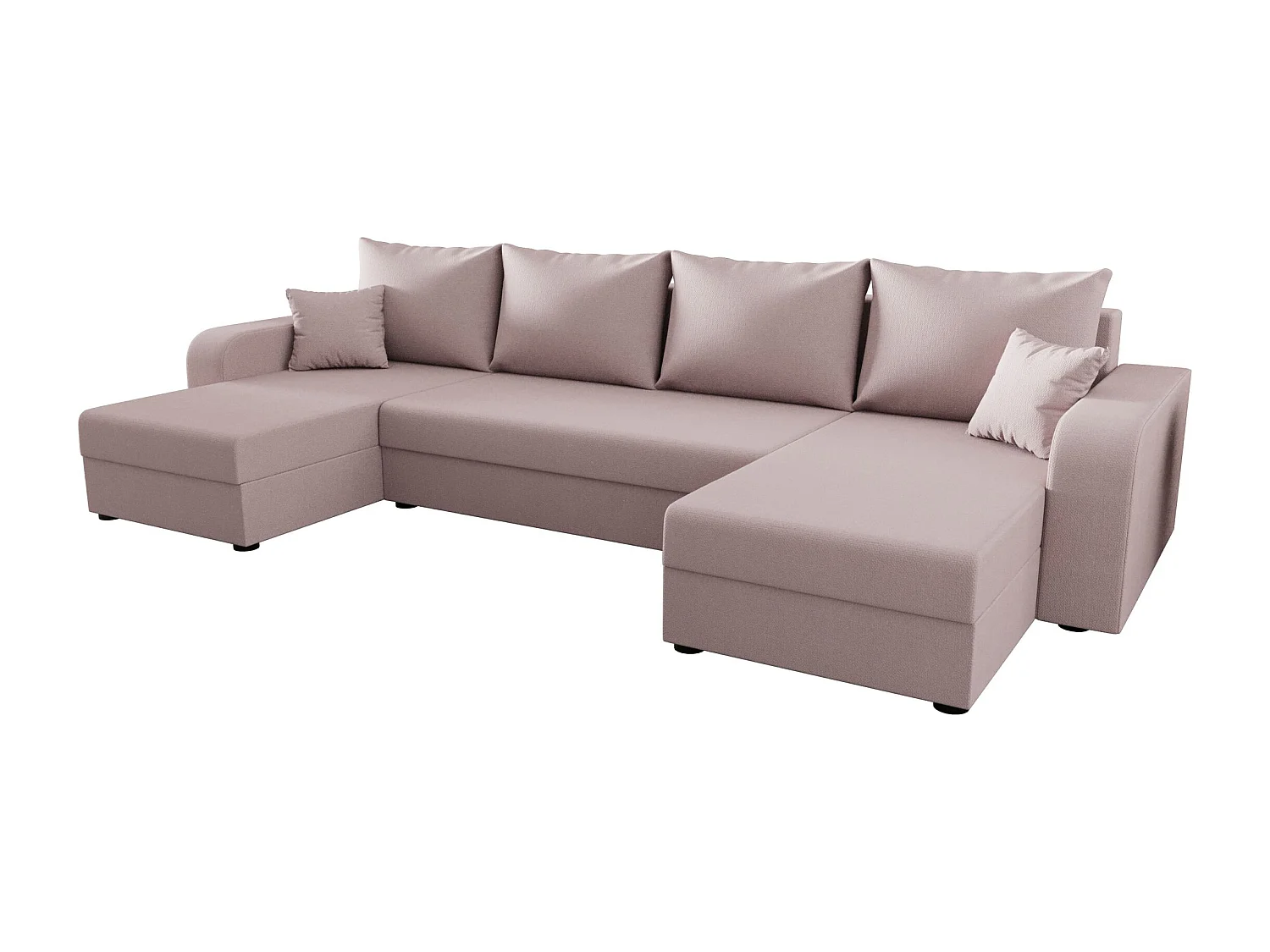 BEDANTE canapé panoramique HEWLET U BIS Cosmic 14 rose avec fonction de couchage canapé en U avec espace de rangement coffre