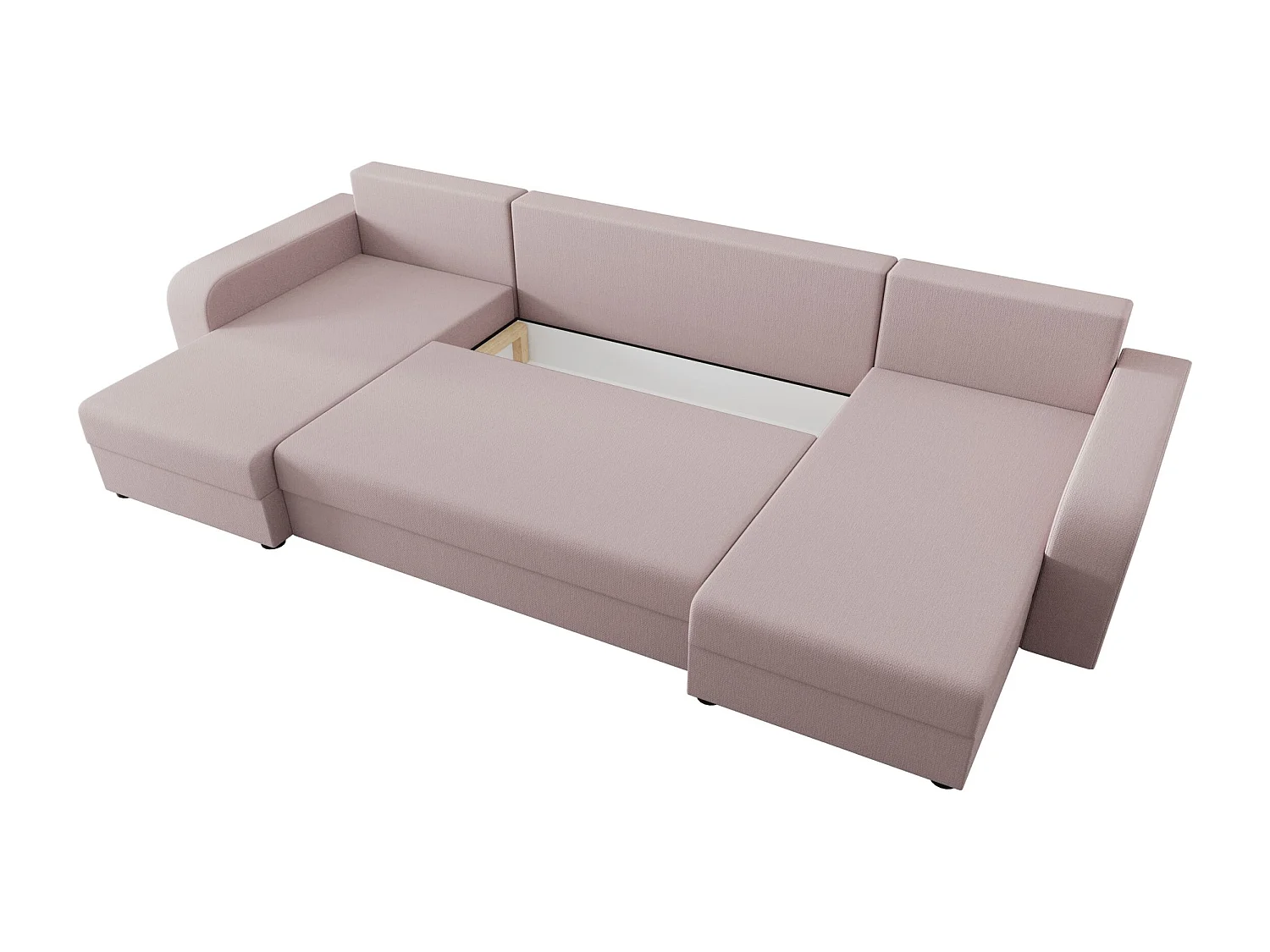 BEDANTE canapé panoramique HEWLET U BIS Cosmic 14 rose avec fonction de couchage canapé en U avec espace de rangement coffre