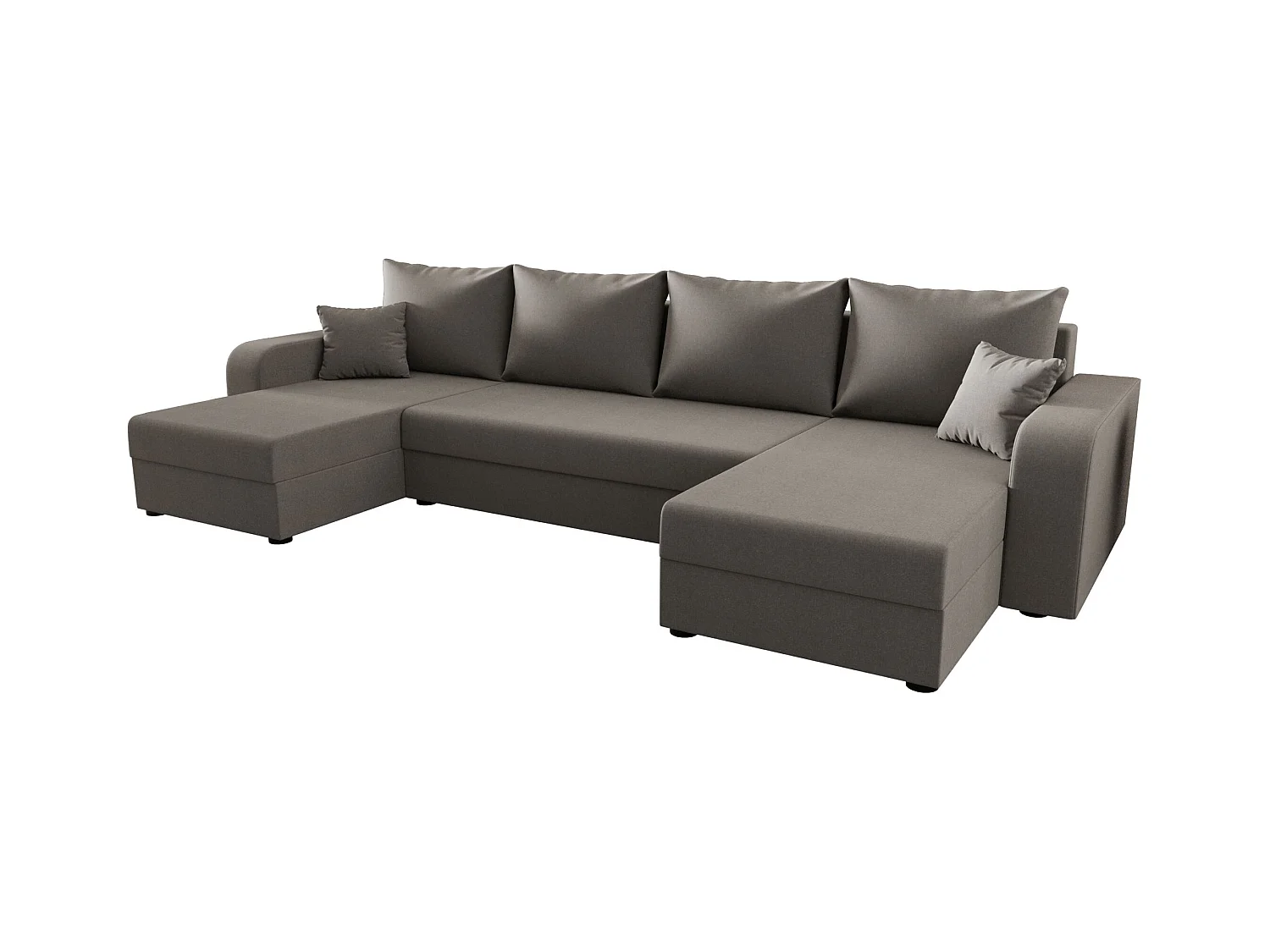 BEDANTE canapé panoramique HEWLET U BIS Sawana 21 gris avec fonction de couchage canapé en U avec espace de rangement coffre