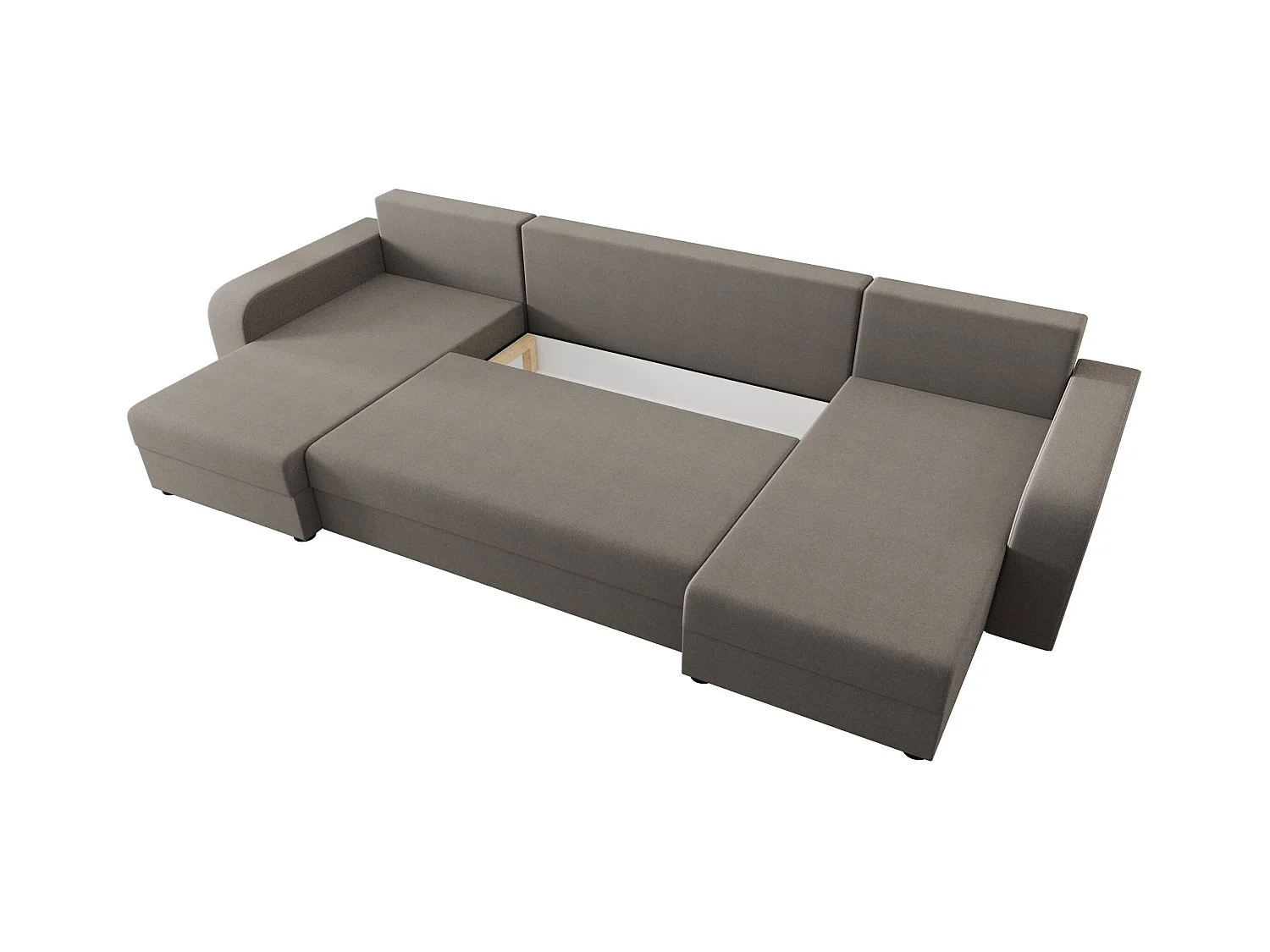 BEDANTE canapé panoramique HEWLET U BIS Sawana 21 gris avec fonction de couchage canapé en U avec espace de rangement coffre