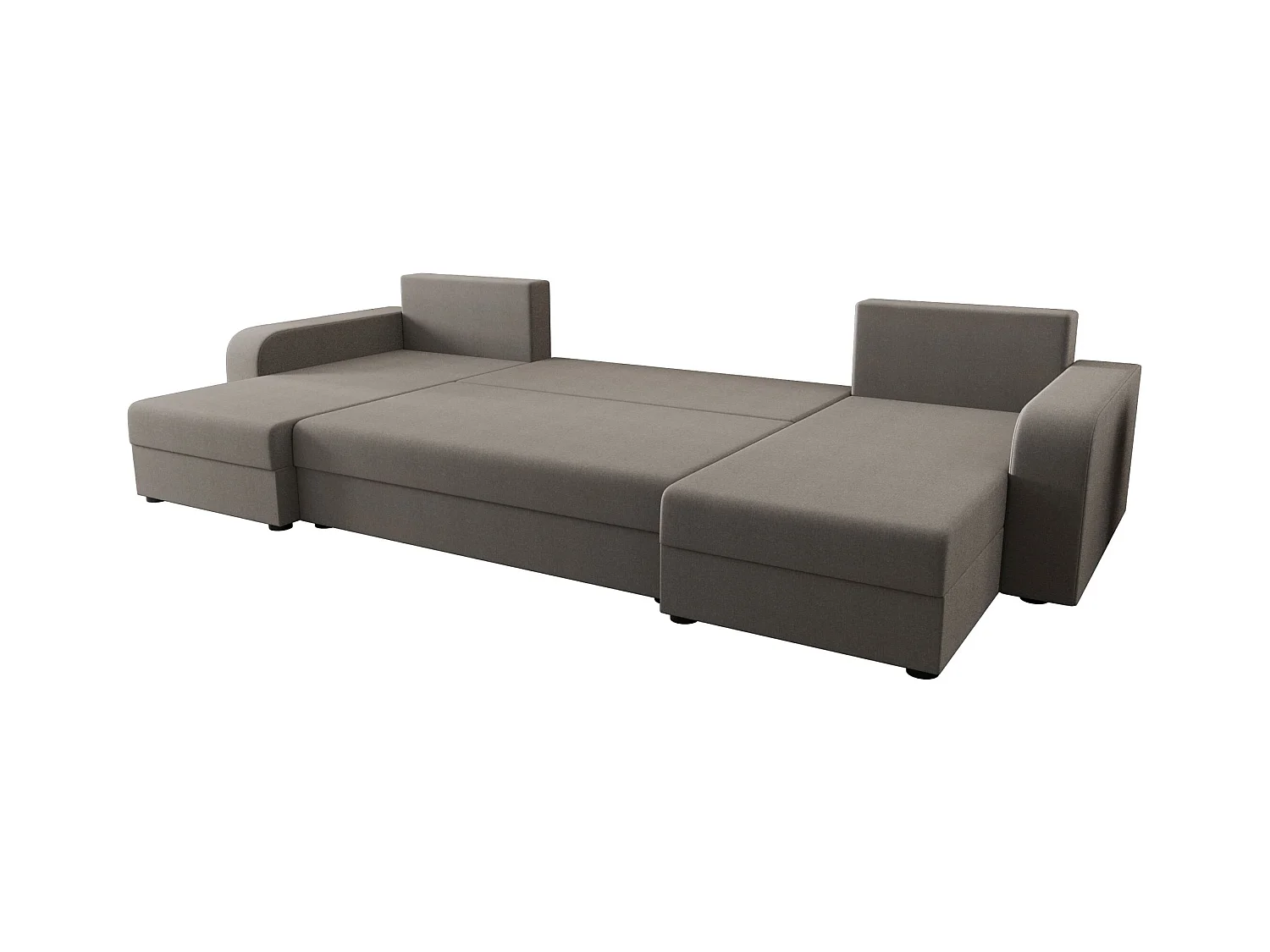 BEDANTE canapé panoramique HEWLET U BIS Sawana 21 gris avec fonction de couchage canapé en U avec espace de rangement coffre