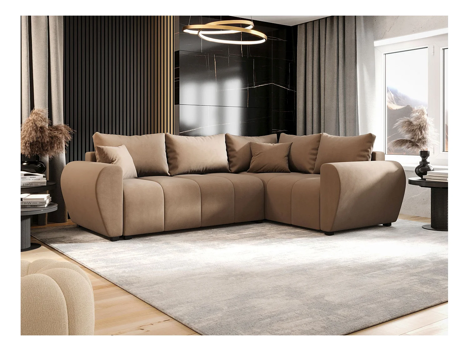 BEDANTE canapé d’angle MOLISA L PLUS Itaka 48 droit marron avec fonction de couchage canapé en forme de L