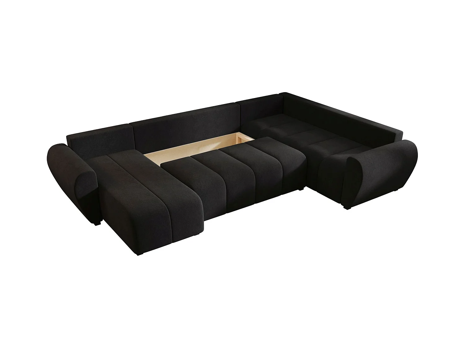 BEDANTE canapé panoramique MOLISA U PLUS Cosmic 100 droit noir avec fonction de couchage canapé en forme de U