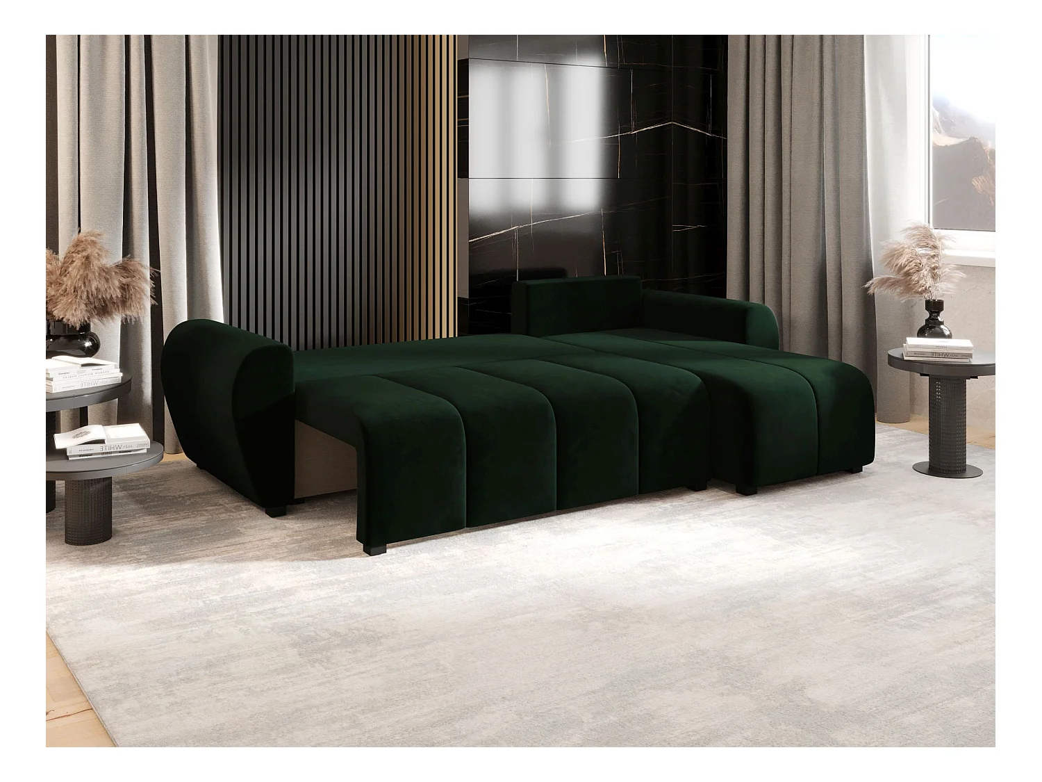 BEDANTE canapé d'angle MOLISA L Itaka 10 droite Dunkelgrün avec fonction de couchage canapé en forme de L