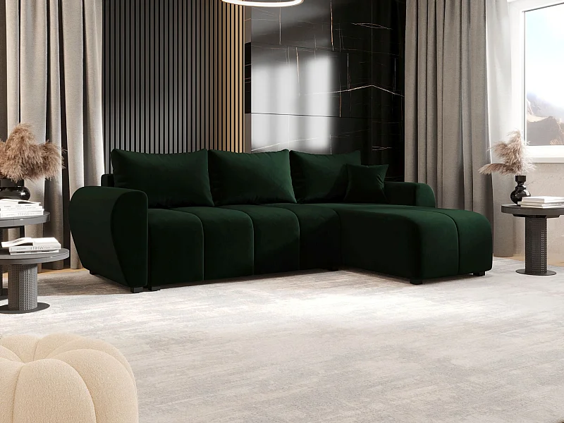 BEDANTE canapé d'angle MOLISA L Itaka 10 droite Dunkelgrün avec fonction de couchage canapé en forme de L