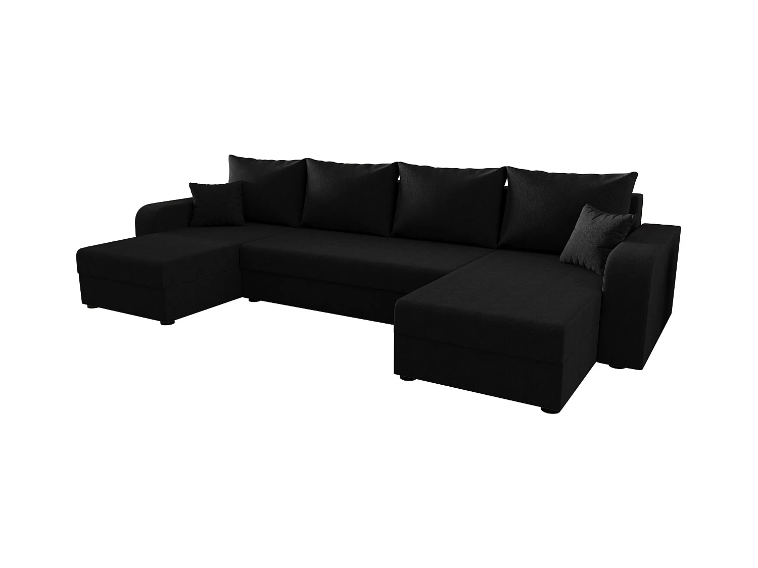 BEDANTE canapé panoramique HEWLET U BIS Cosmic 100 noir avec fonction de couchage canapé en U avec espace de rangement coffre