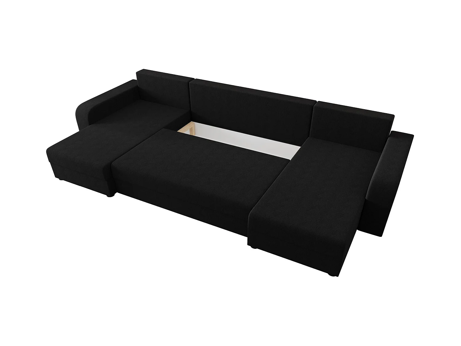 BEDANTE canapé panoramique HEWLET U BIS Cosmic 100 noir avec fonction de couchage canapé en U avec espace de rangement coffre
