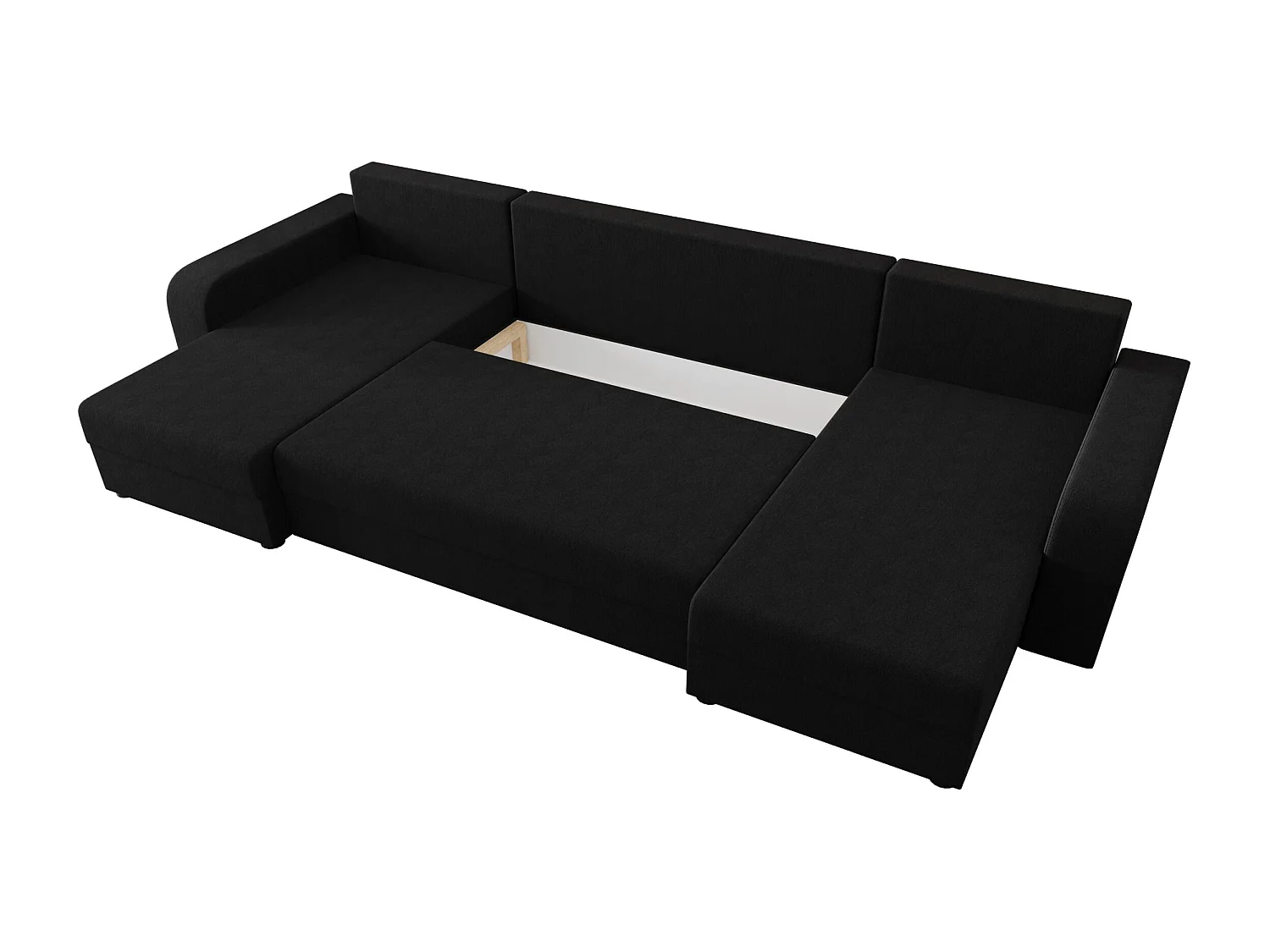 BEDANTE WOHNLANDSCHAFT HEWLET U BIS Cosmic 100 Schwarz mit Schlaffunktion U-Form Sofa mit Stauraum Bettkasten