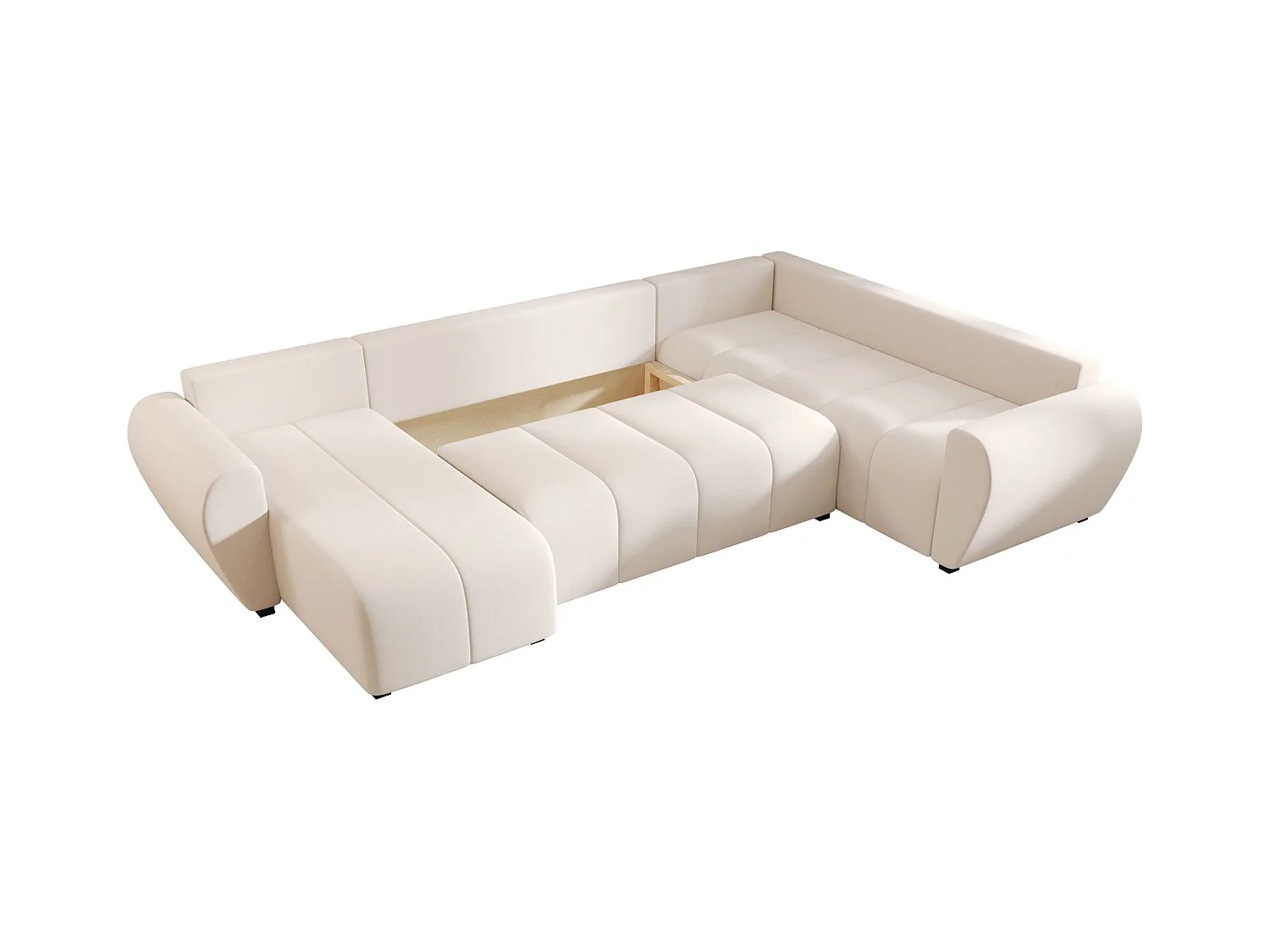 BEDANTE canapé panoramique MOLISA U PLUS Cosmic 10 droit beige avec fonction de couchage canapé en forme de U