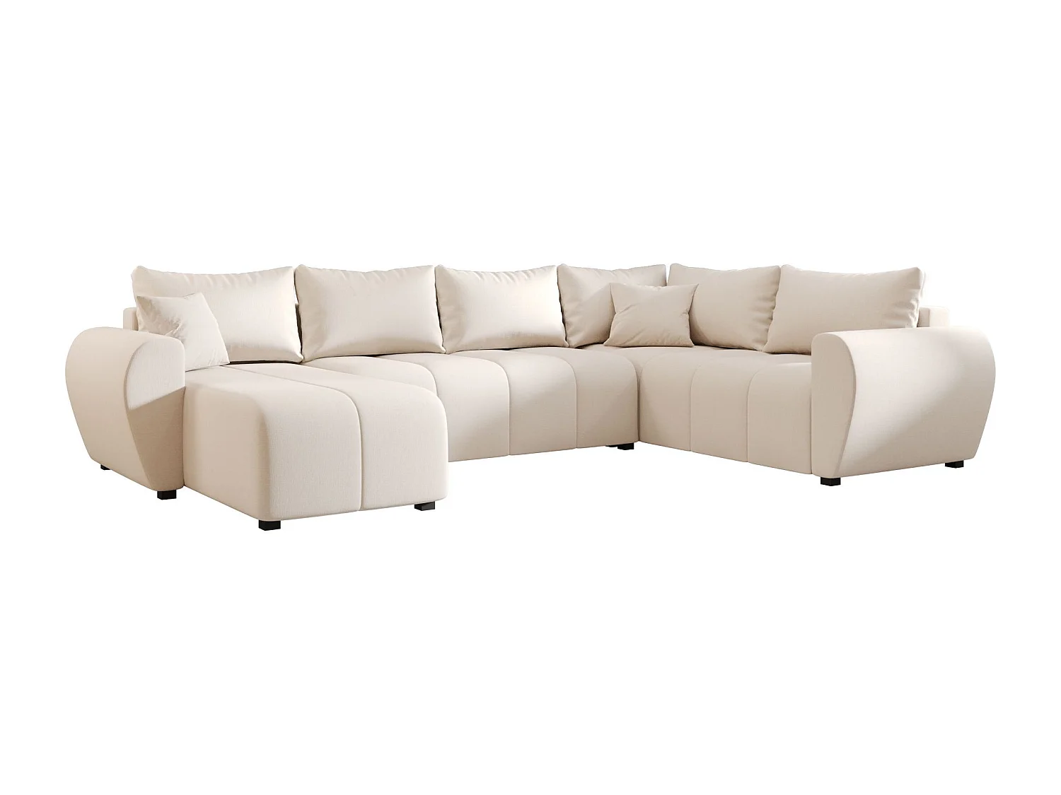 BEDANTE WOHNLANDSCHAFT MOLISA U PLUS Cosmic 10 Rechts Beige mit Schlaffunktion U-Form Sofa mit Stauraum Bettkasten