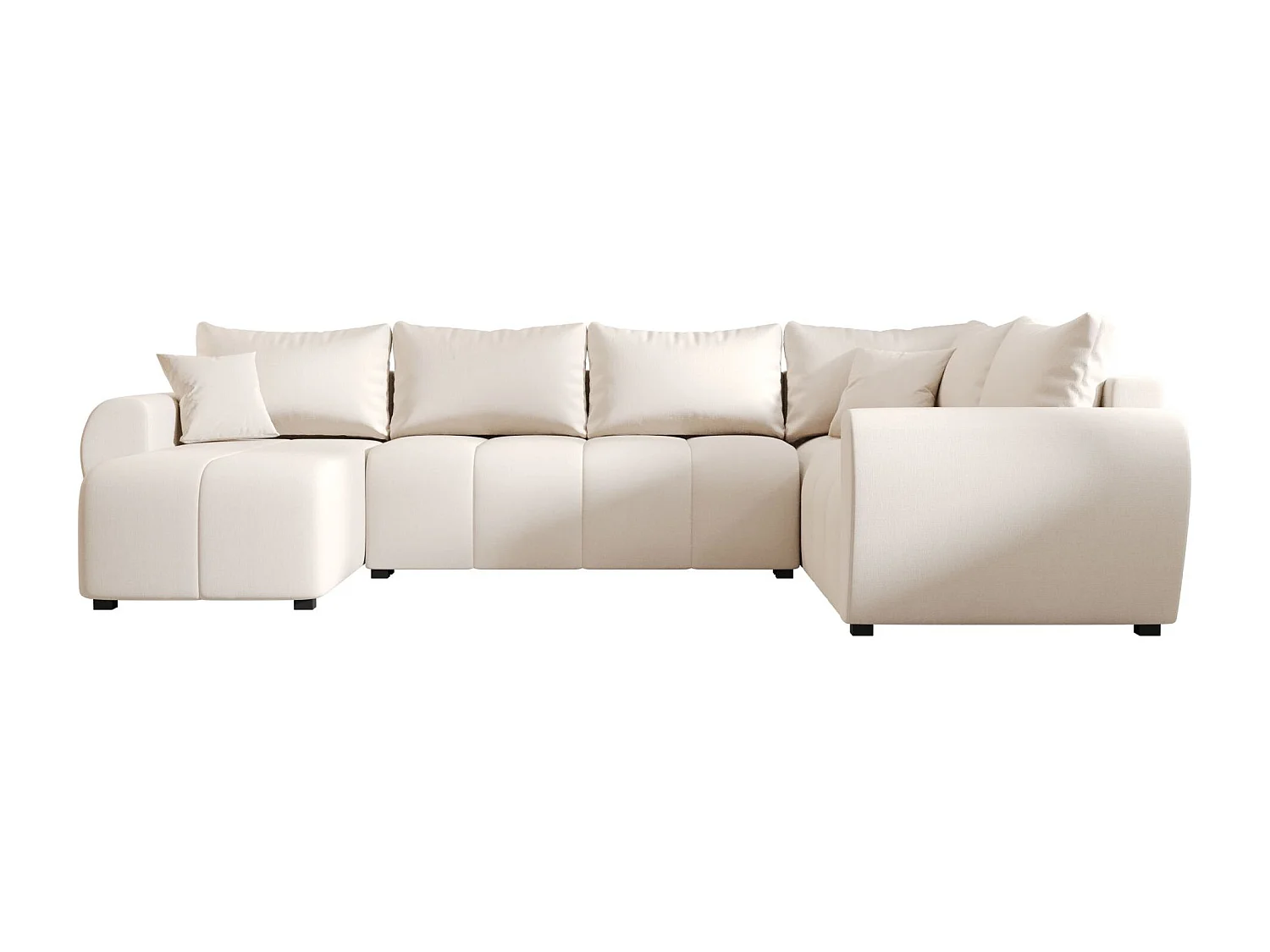 BEDANTE WOHNLANDSCHAFT MOLISA U PLUS Cosmic 10 Rechts Beige mit Schlaffunktion U-Form Sofa mit Stauraum Bettkasten