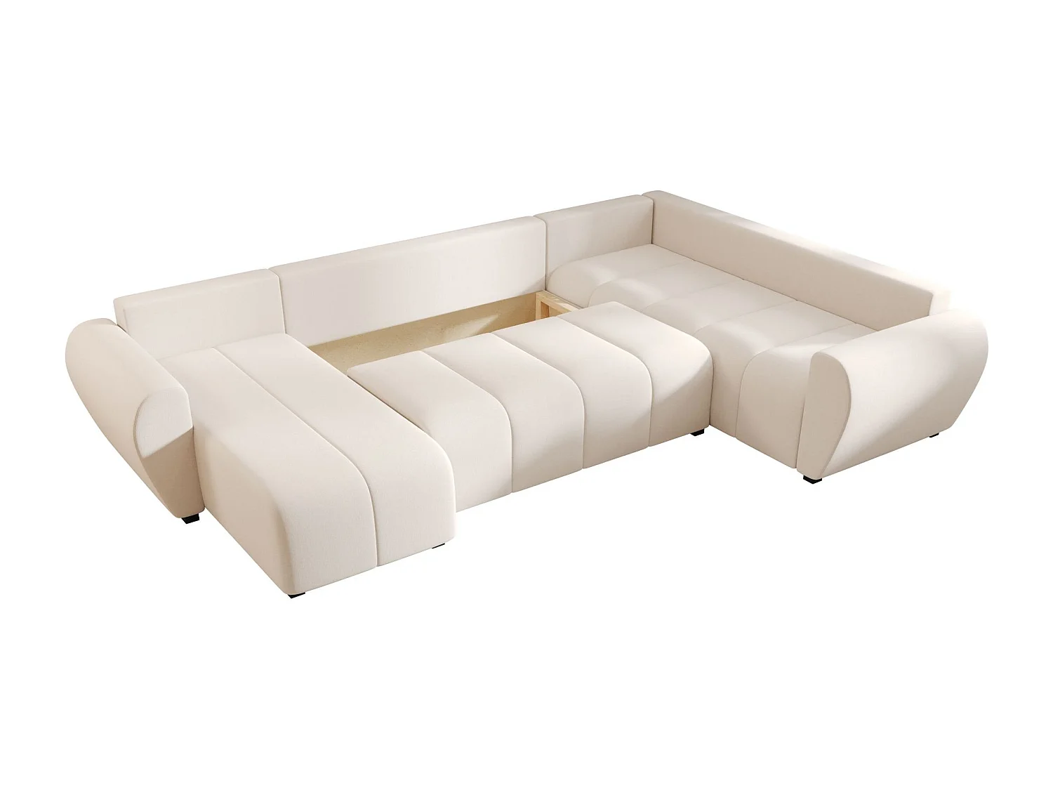 BEDANTE WOHNLANDSCHAFT MOLISA U PLUS Cosmic 10 Rechts Beige mit Schlaffunktion U-Form Sofa mit Stauraum Bettkasten
