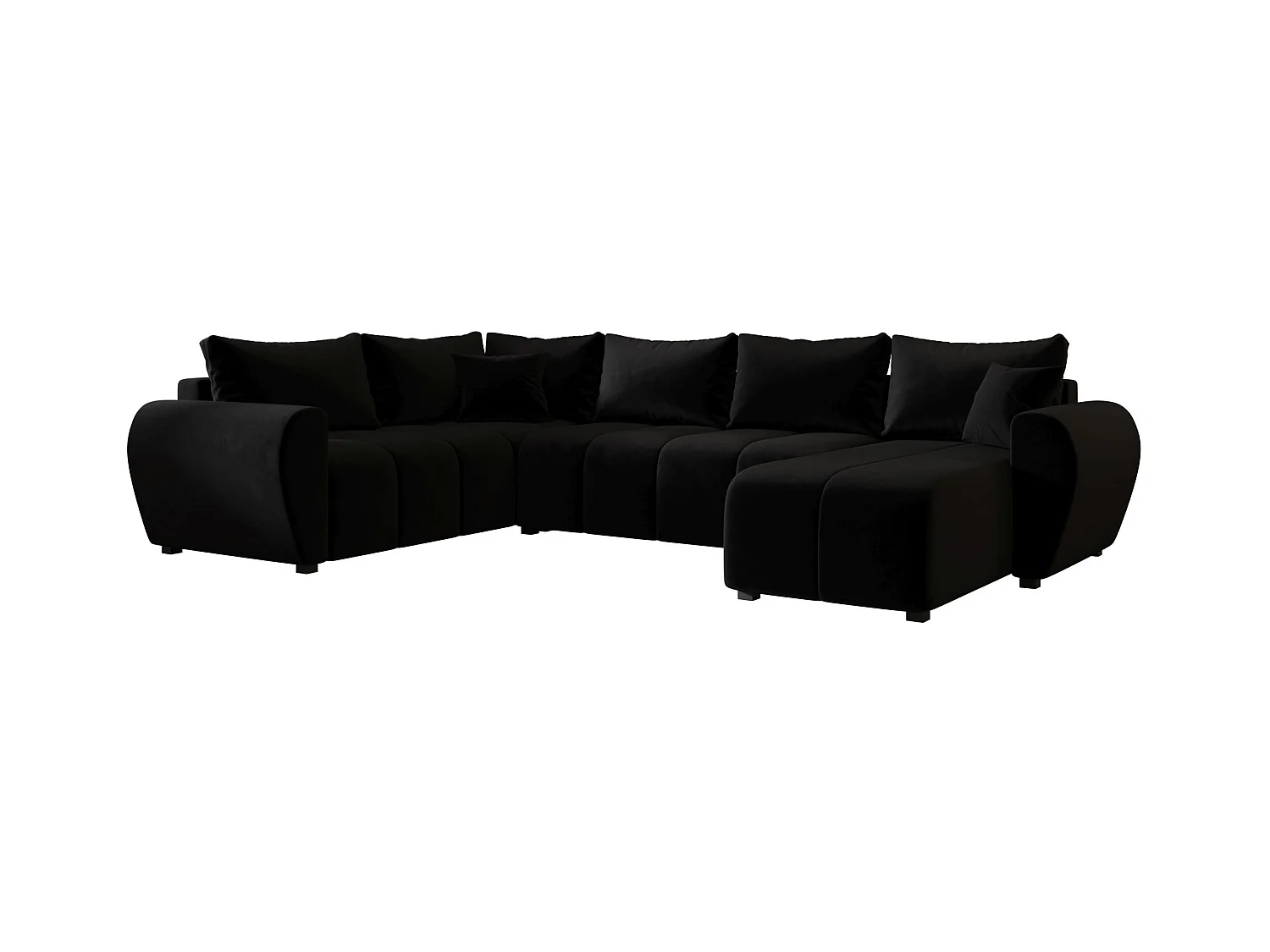 BEDANTE canapé panoramique MOLISA U PLUS Itaka 15 gauche noir avec fonction de couchage canapé en forme de U