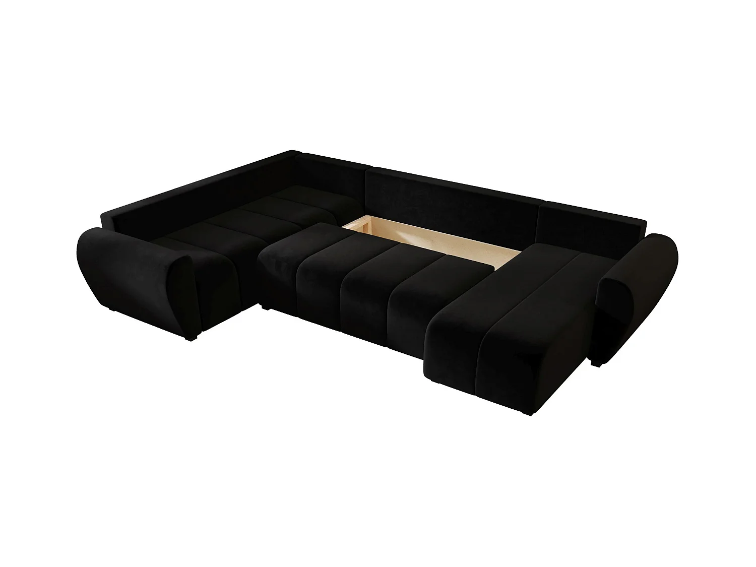 BEDANTE canapé panoramique MOLISA U PLUS Itaka 15 gauche noir avec fonction de couchage canapé en forme de U