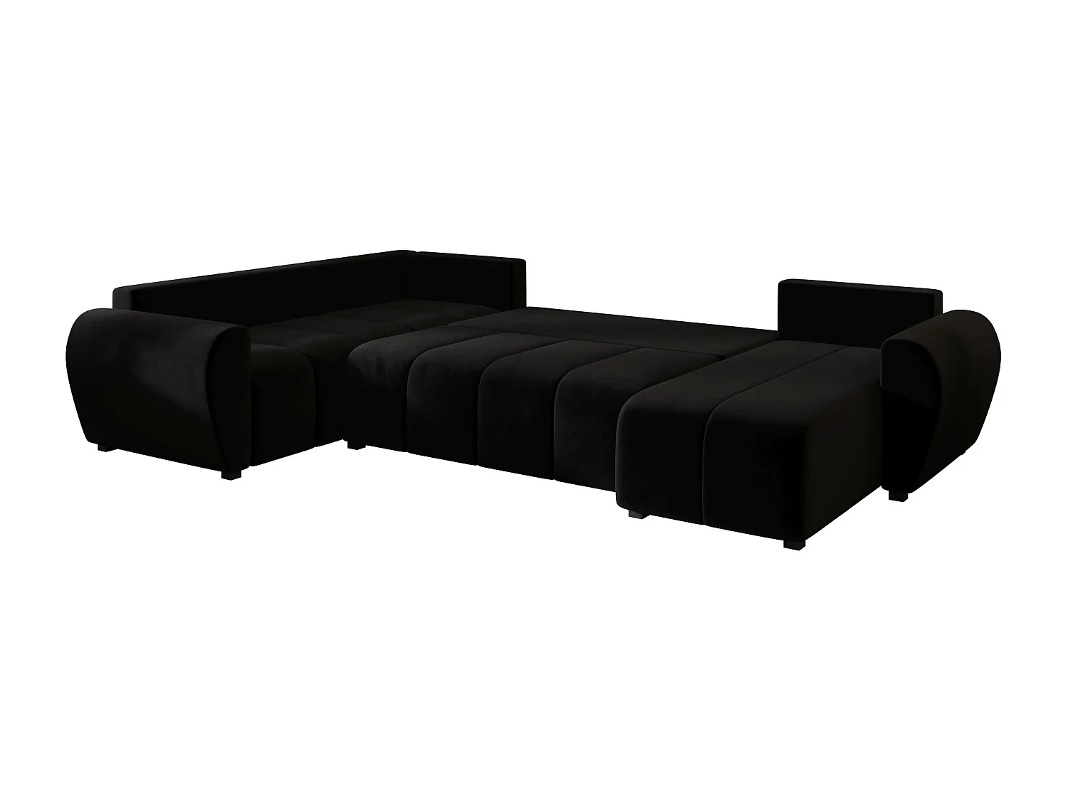 BEDANTE canapé panoramique MOLISA U PLUS Itaka 15 gauche noir avec fonction de couchage canapé en forme de U