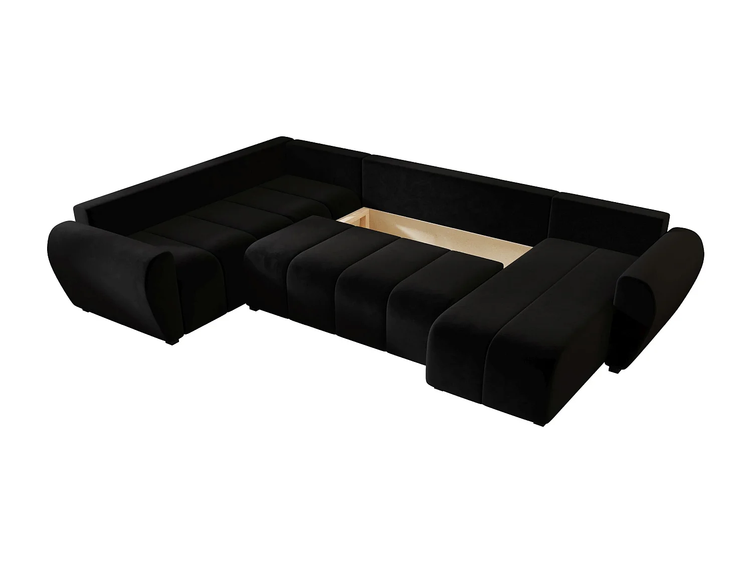 BEDANTE canapé panoramique MOLISA U PLUS Itaka 15 gauche noir avec fonction de couchage canapé en forme de U