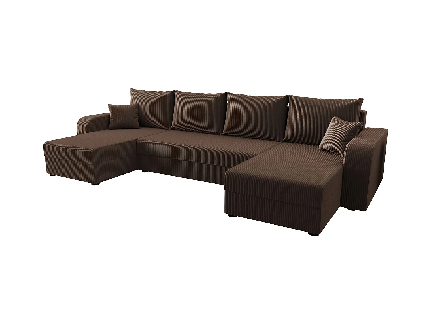 BEDANTE canapé panoramique HEWLET U BIS Zoom 5 marron avec fonction de couchage canapé en U avec espace de rangement coffre