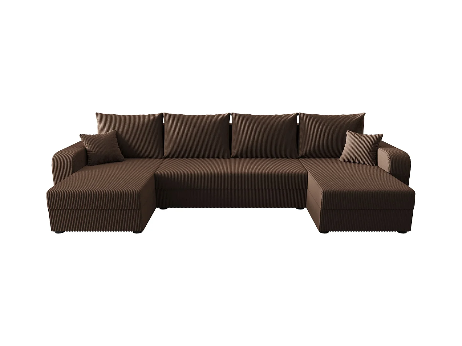 BEDANTE canapé panoramique HEWLET U BIS Zoom 5 marron avec fonction de couchage canapé en U avec espace de rangement coffre