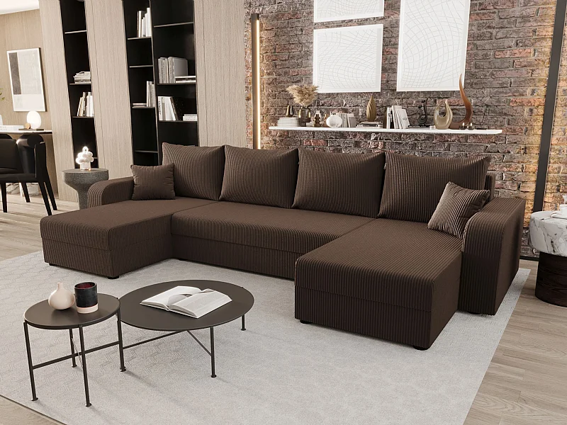 BEDANTE WOHNLANDSCHAFT HEWLET U BIS Zoom 5 Braun mit Schlaffunktion U-Form Sofa mit Stauraum Bettkasten Wohnzimmersofa Couch Sofa Bettsofa Bettkasten Bettcouch