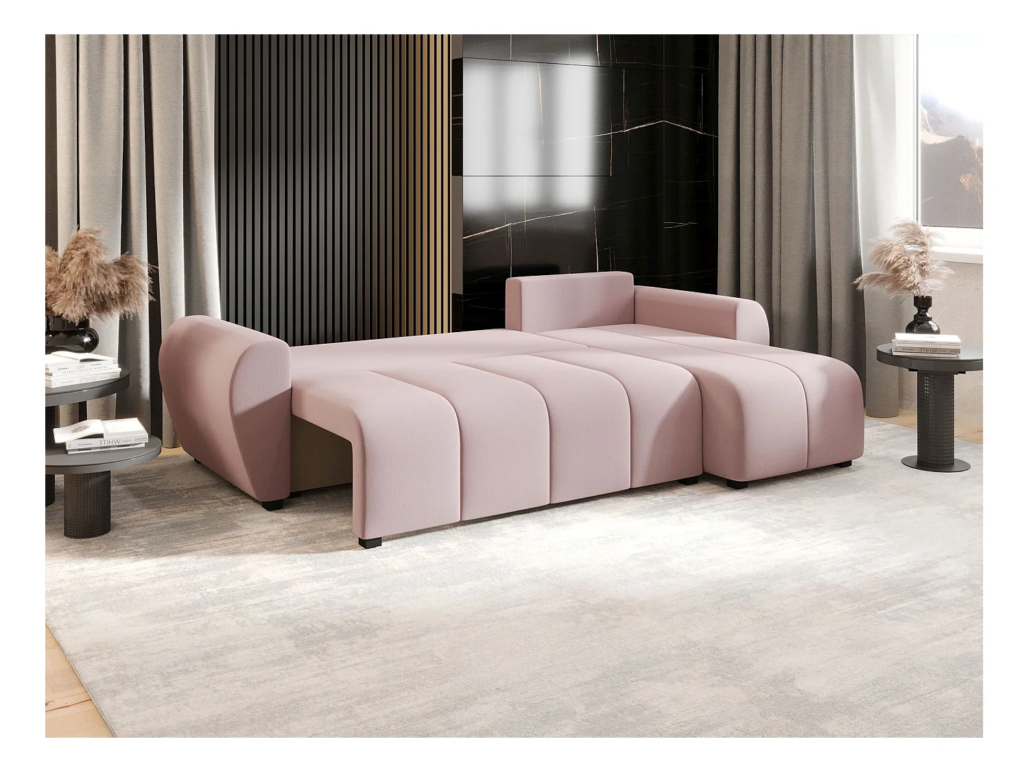 BEDANTE canapé d'angle MOLISA L Cosmic 14 droite rose avec fonction de couchage canapé en forme de L