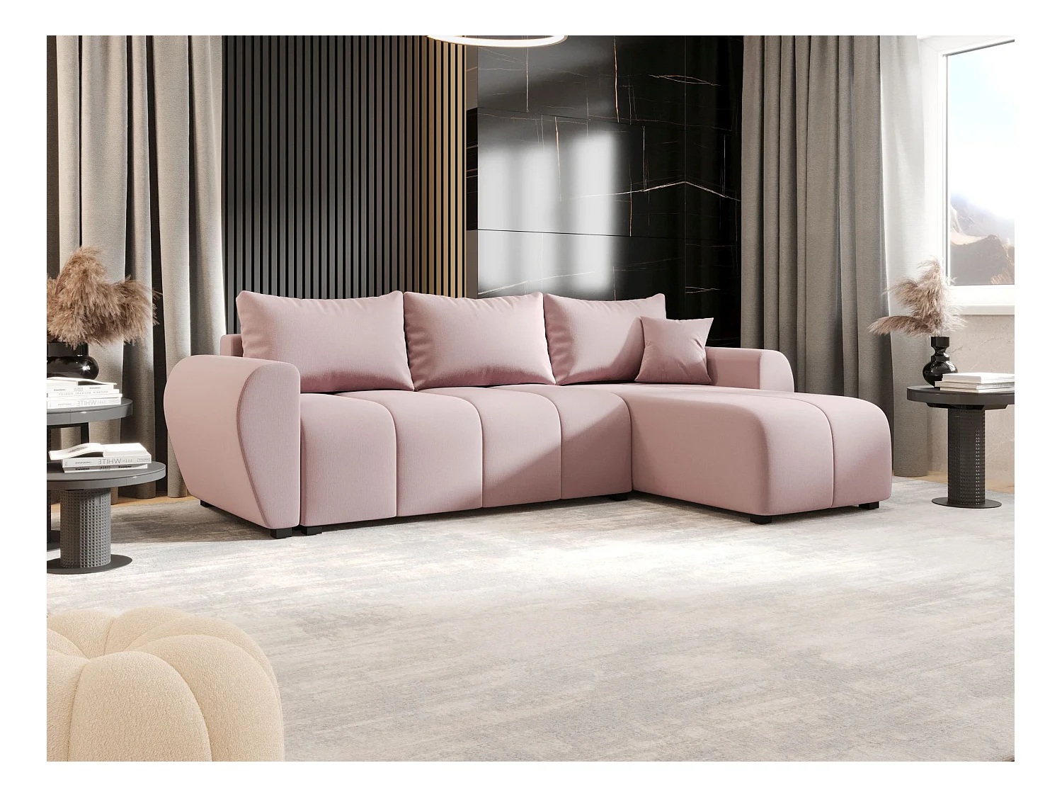BEDANTE ECKSOFA MOLISA L Cosmic 14 Rechts Rosa mit Schlaffunktion L-Form Sofa mit Stauraum Bettkasten Wohnzimmersofa Couch Sofa Bettsofa Bettkasten Bettcouch