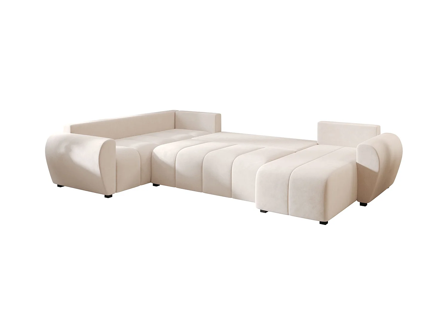 BEDANTE canapé panoramique MOLISA U PLUS Itaka 16 gauche beige avec fonction de couchage canapé en forme de U