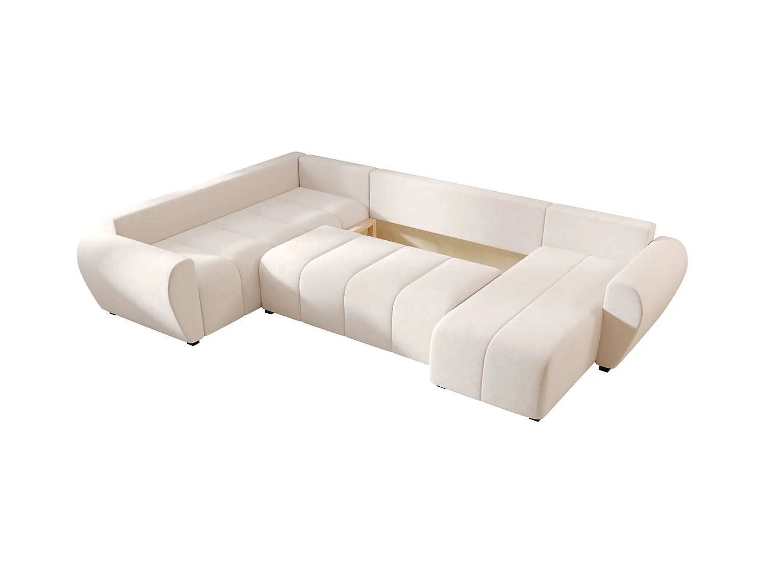 BEDANTE canapé panoramique MOLISA U PLUS Itaka 16 gauche beige avec fonction de couchage canapé en forme de U